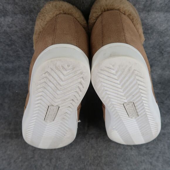 Guess Shoes Womens 9 Fashion Sneakers Hidden Wedge Lace Up Brown Faux Fur Casual - Picture 11 of 13